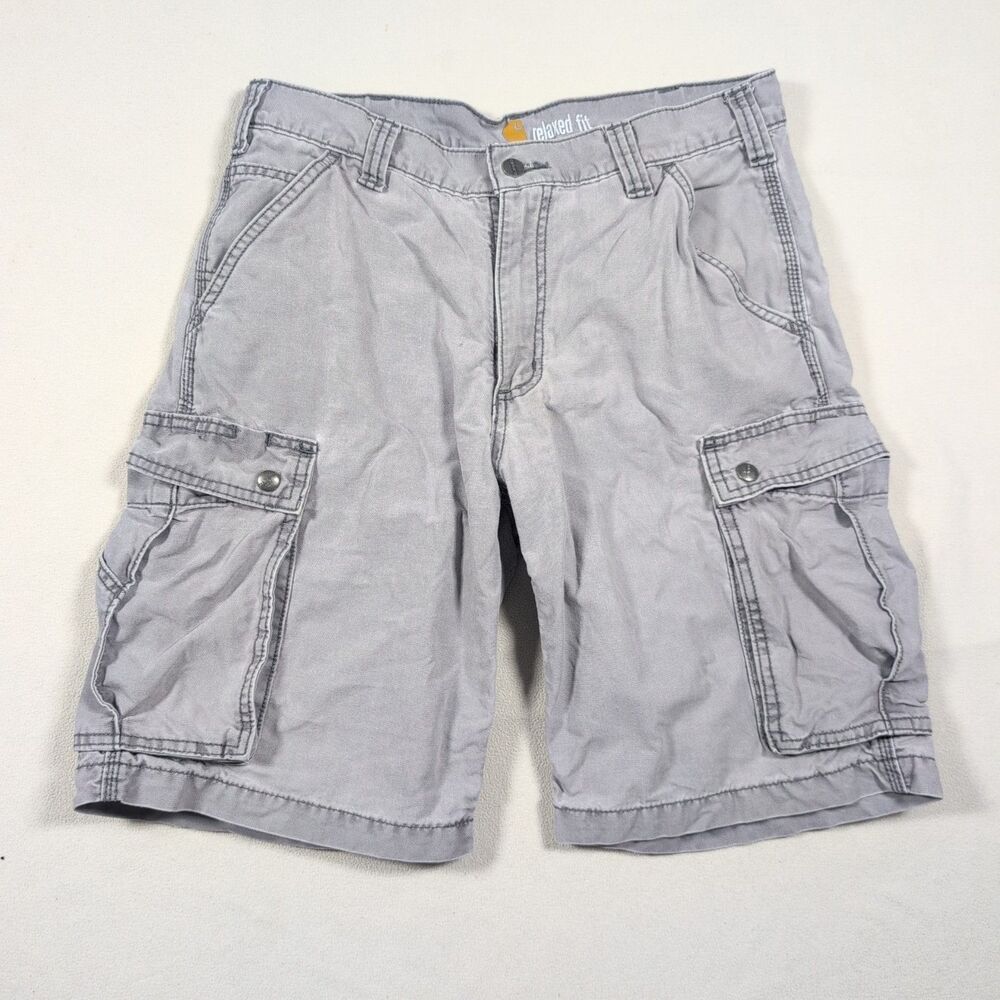 Carhartt Men’s Relaxed Fit Cargo Shorts Size 32 Gray Khaki Pockets 100277 🔥🔥🔥